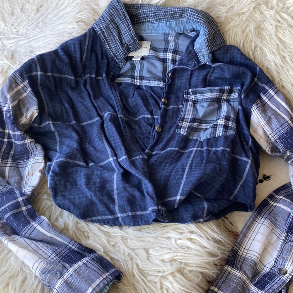 American eagle multi-pattern cropped flannel